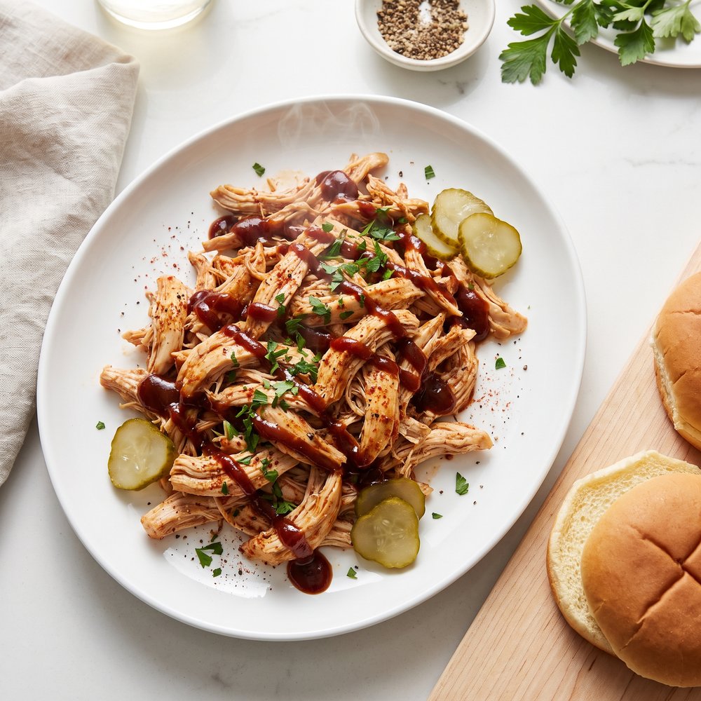 Pressure Cooker Shredded Chicken Sandwiches