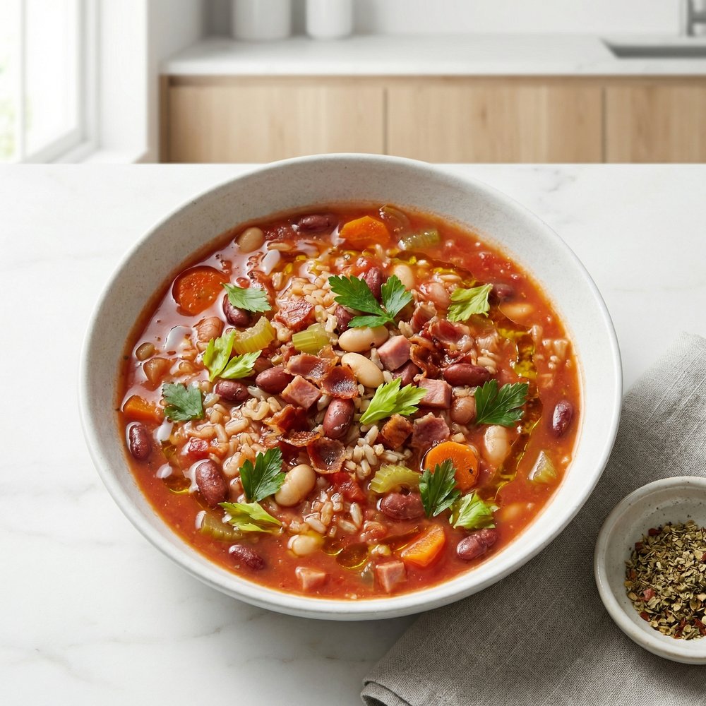 Prosciutto and Fava-Style Rice Minestrone