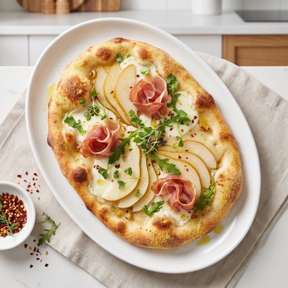 Prosciutto and Pear Flatbread Pizza