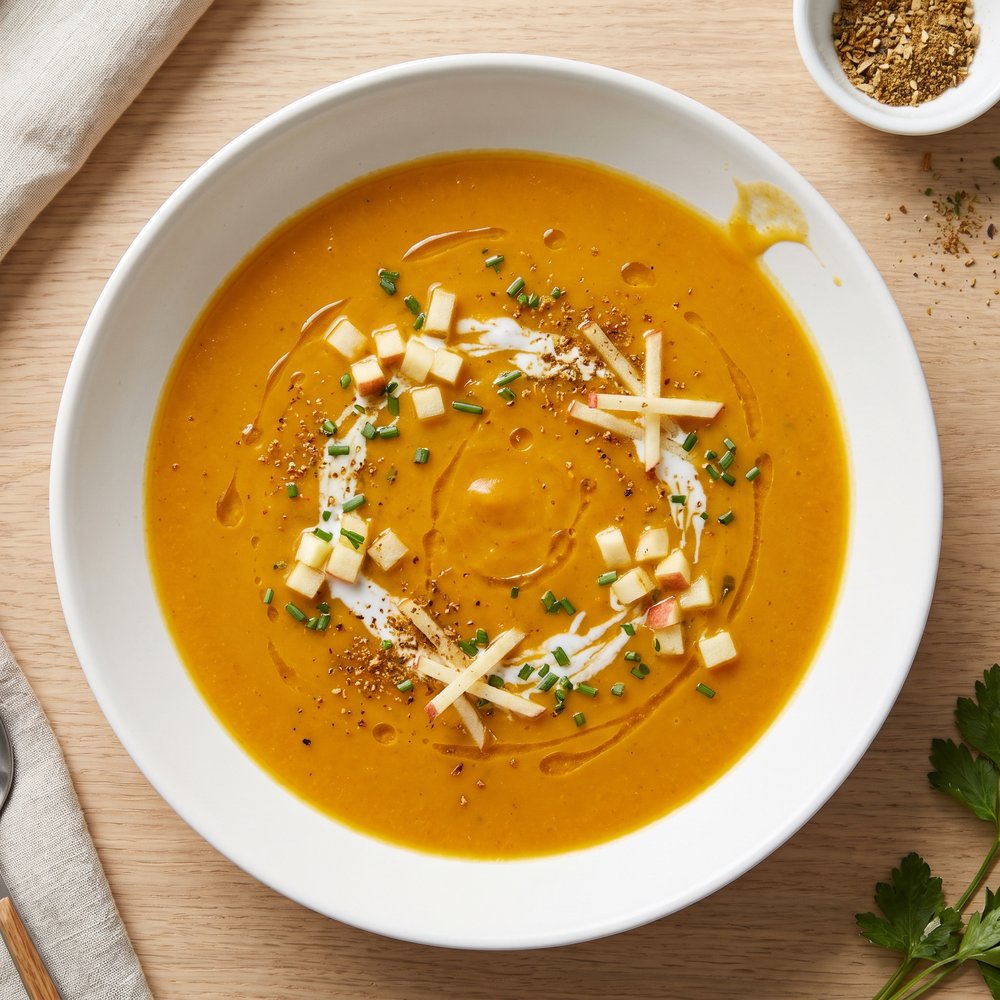 Pumpkin Curry Soup with Macintosh Apples