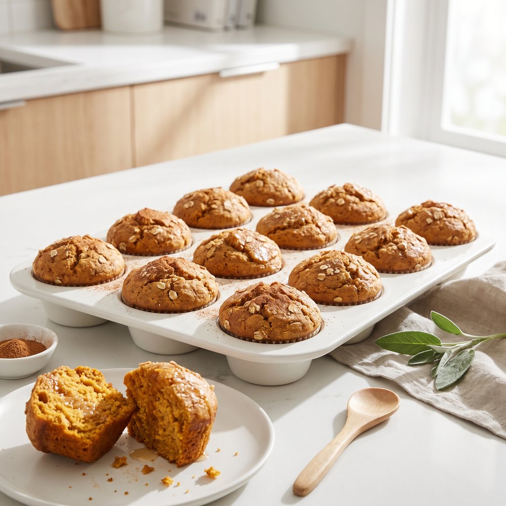 Pumpkin Pie-Oat Flour Muffins