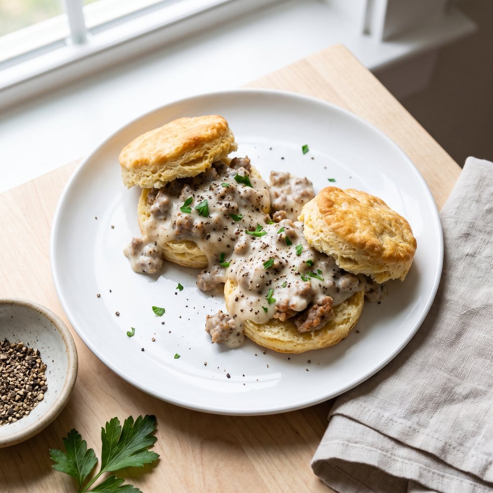 Quick Biscuits with Creamy Sausage Gravy