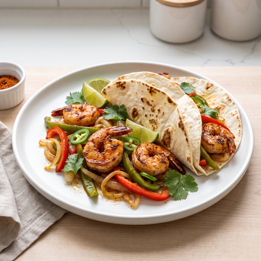 Quick Grilled Shrimp Fajitas