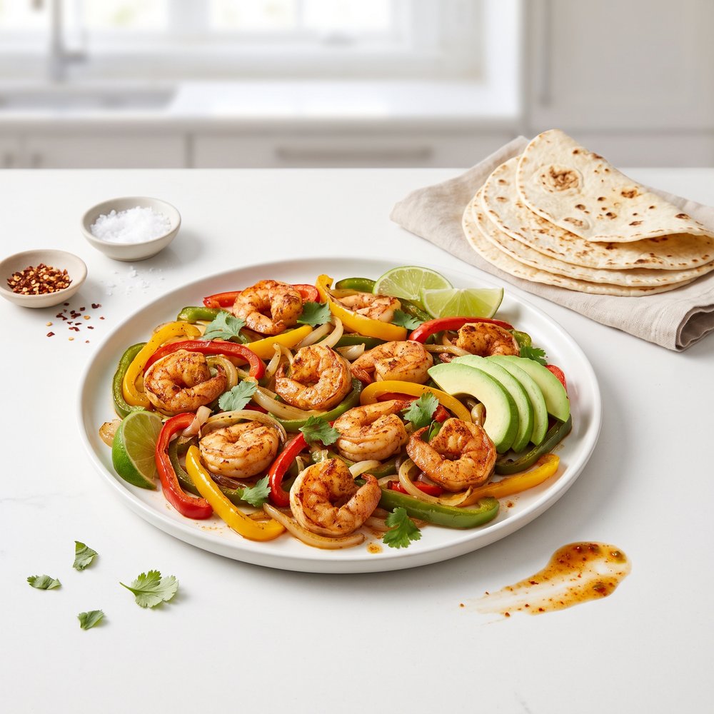 Quick Sheet-Pan Shrimp Fajitas Dinner