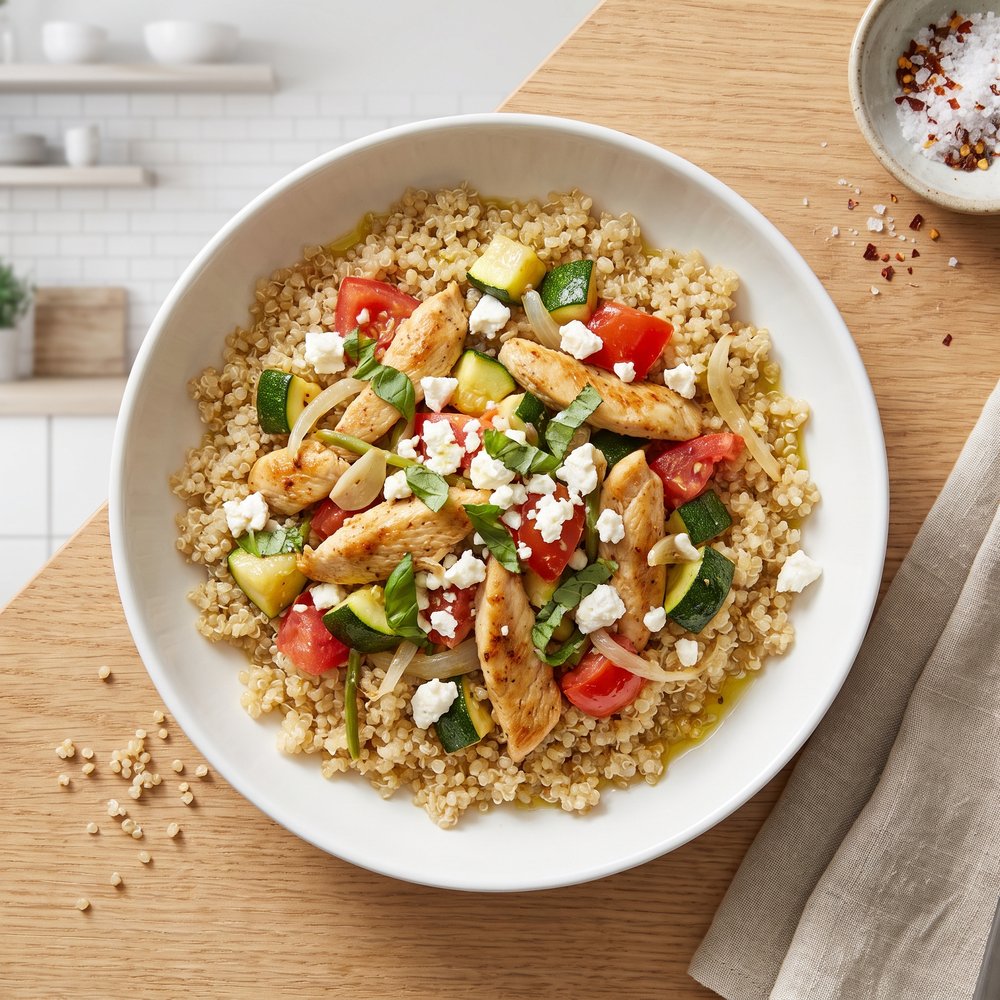 Quinoa Bowl with Chicken and Garden Vegetables