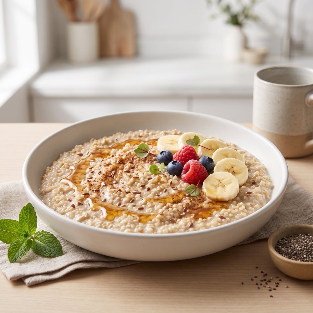 Quinoa and Steel-Cut Oat Breakfast Bowl