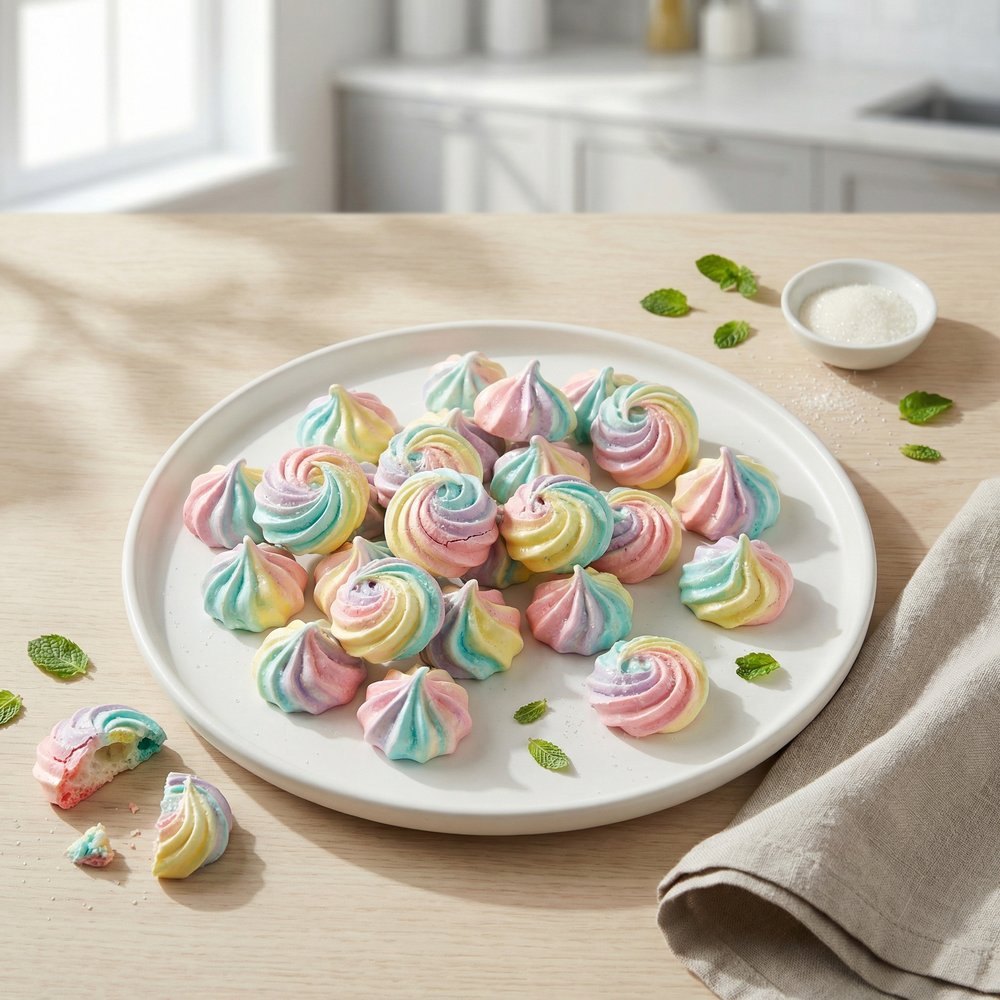 Whimsical Rainbow Swirl Meringues