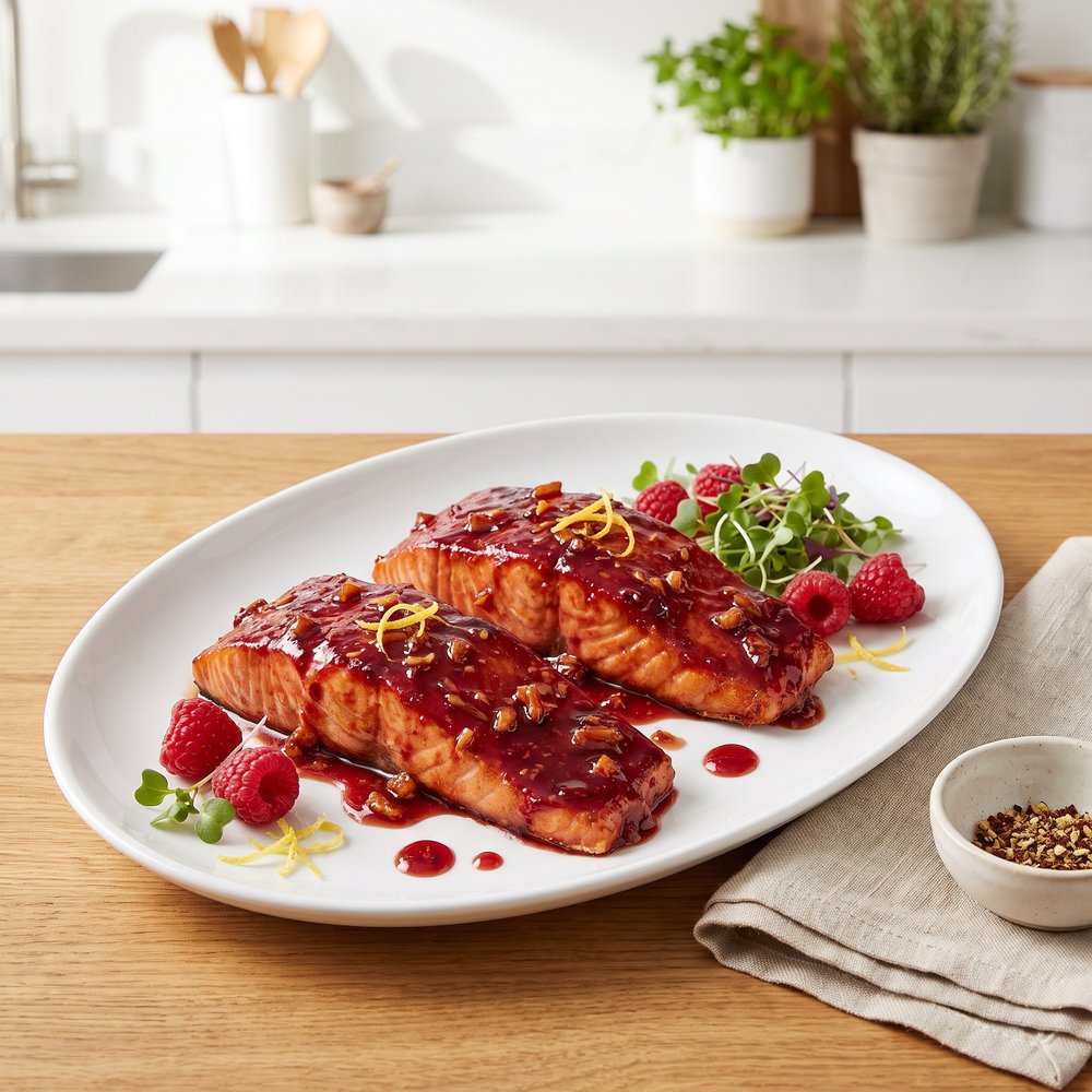 Raspberry-Ginger Glazed Salmon Fillets