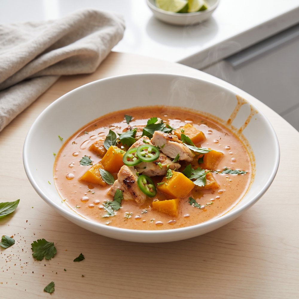 Red Curry Chicken and Pumpkin Soup