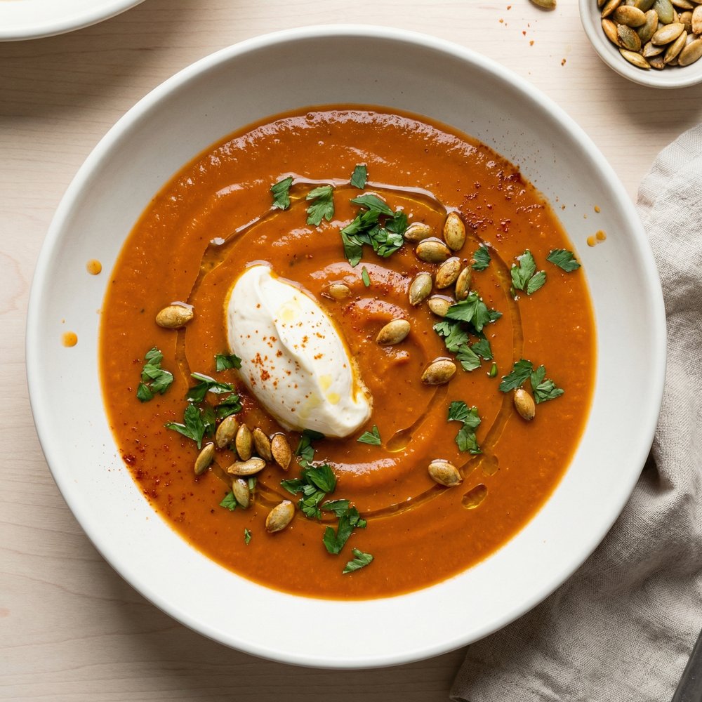 Patty Pan Squash Soup with Red Curry