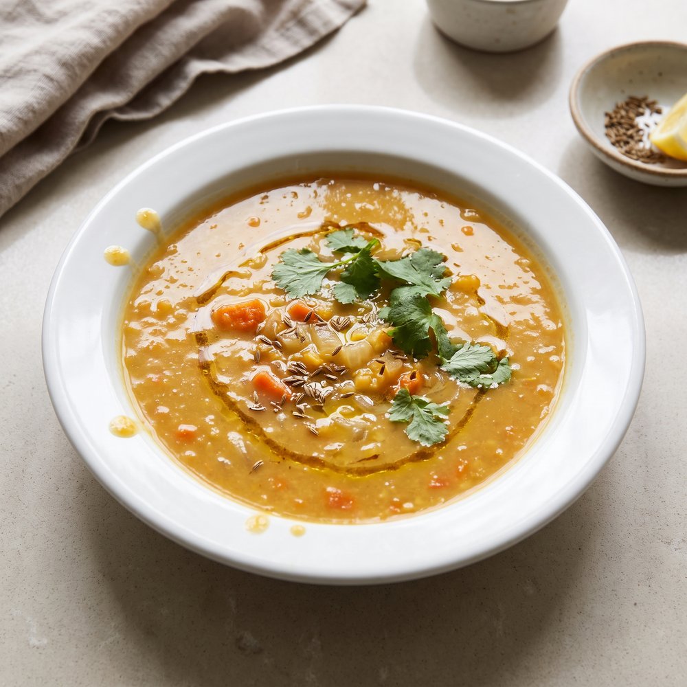 Red Lentil and Yellow Split Pea Soup Made with a Pressure Cooker