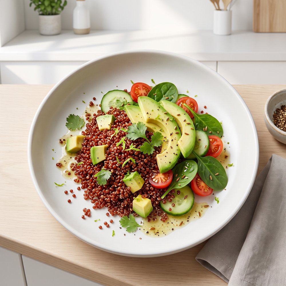 Red Quinoa and Avocado Salad