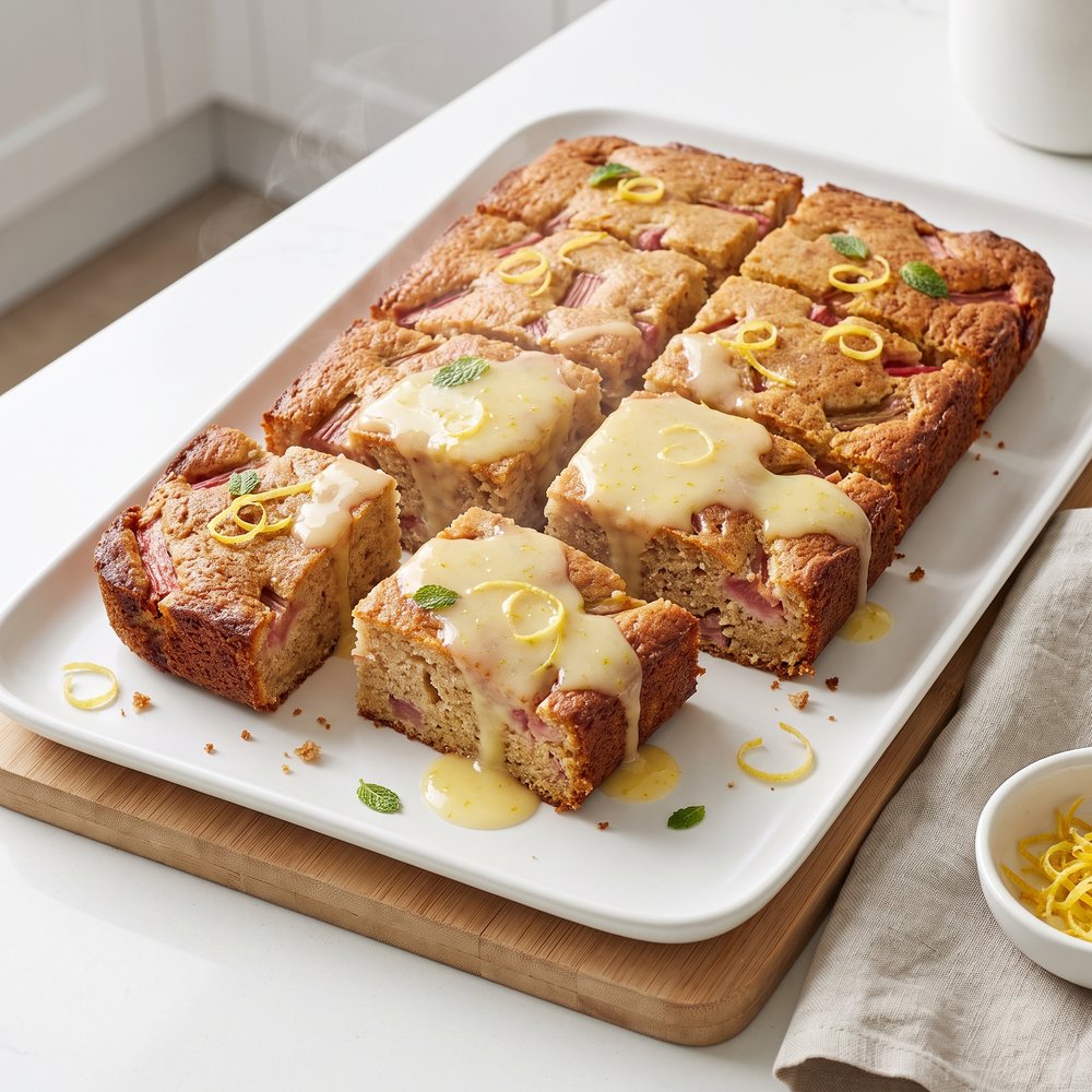 Rhubarb Spice Cake with Lemon Sauce