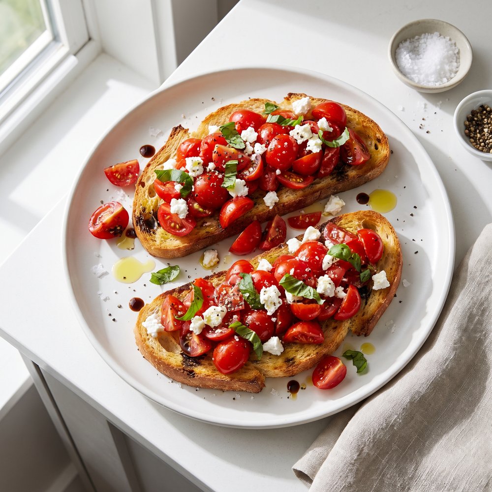 Ricotta Salata and Tomato Bruschetta