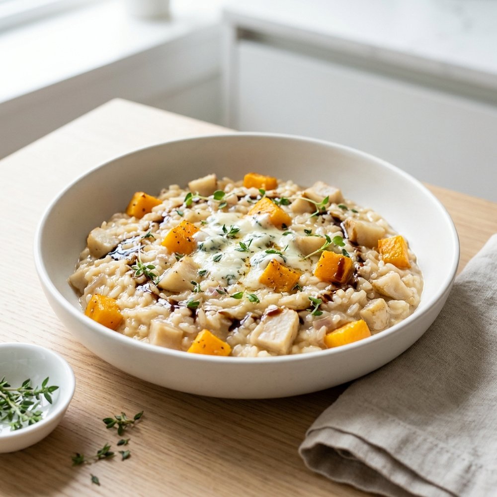 Risotto with Sunchokes, Butternut Squash, and Gorgonzola