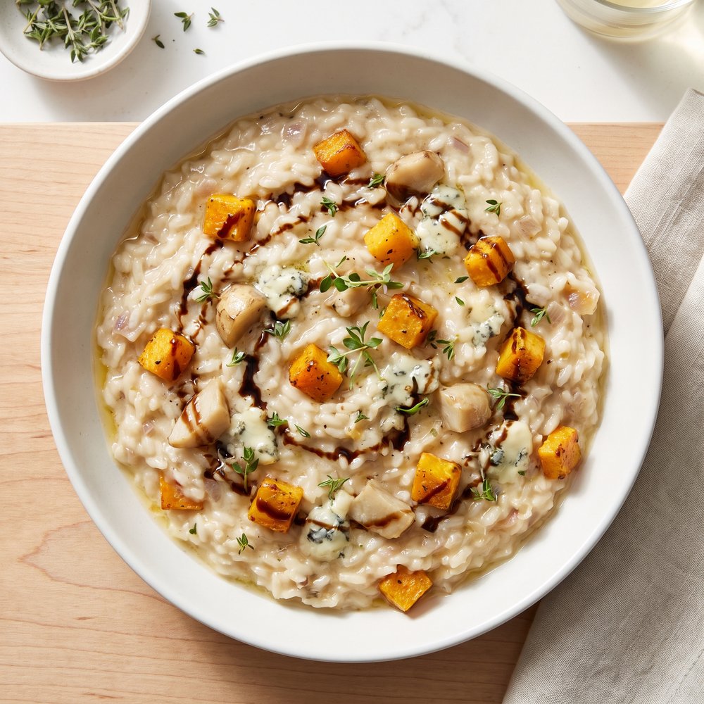 Risotto with Sunchokes, Butternut Squash, and Gorgonzola