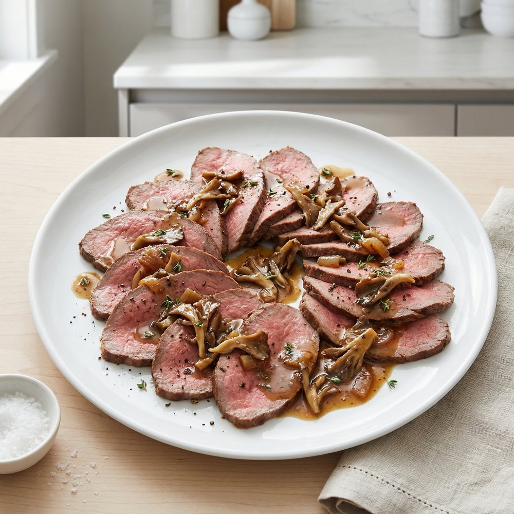 Beginner’s Roast Beef with Mushroom Pan Gravy