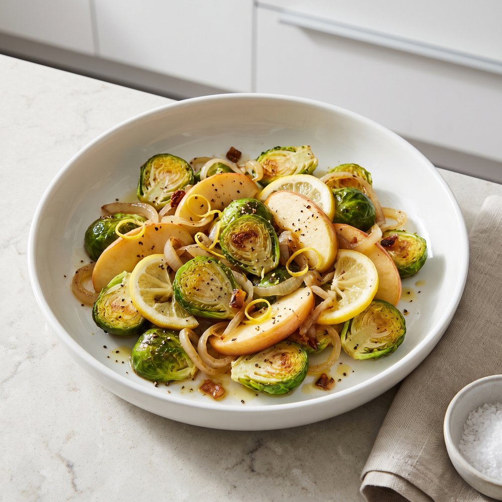 Roasted Apples and Brussels Sprouts