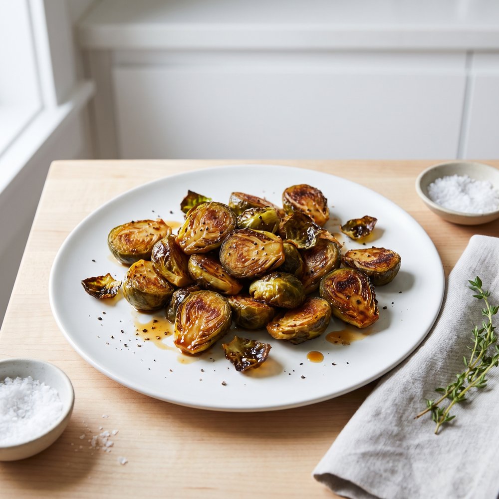 Roasted Brussels Sprouts with White Miso Glaze