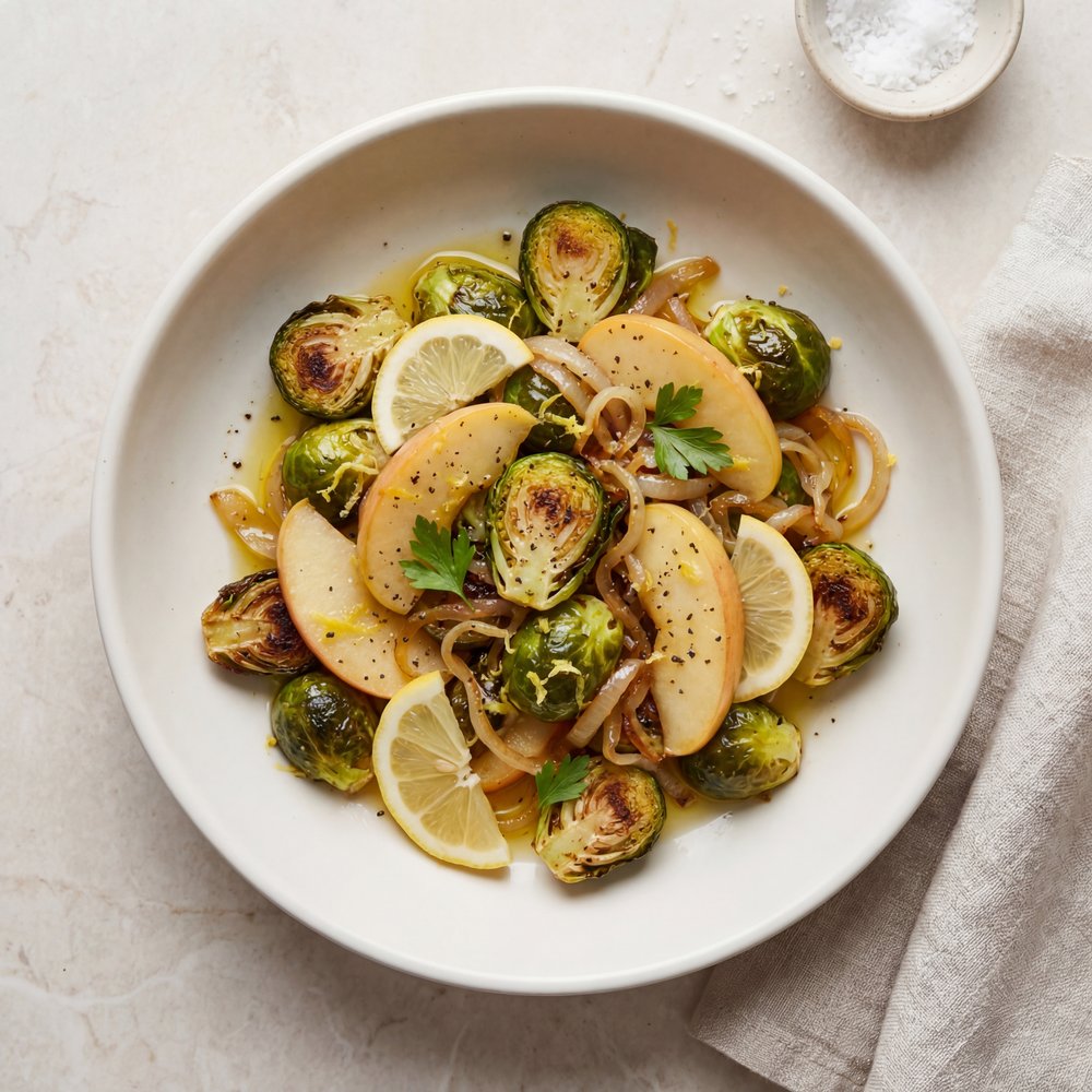 Roasted Apples and Brussels Sprouts
