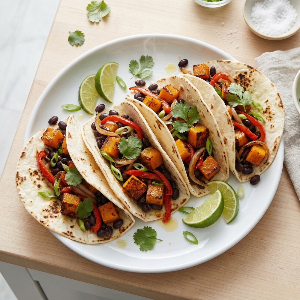 Roasted Butternut Squash and Black Bean Tacos