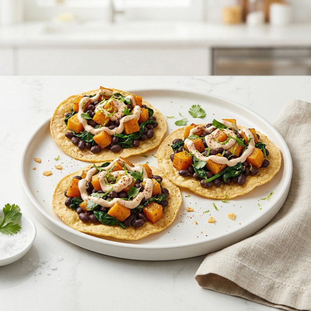 Black Bean and Butternut Squash Tostadas