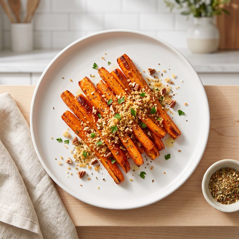 Roasted Carrots with Pecans and Panko