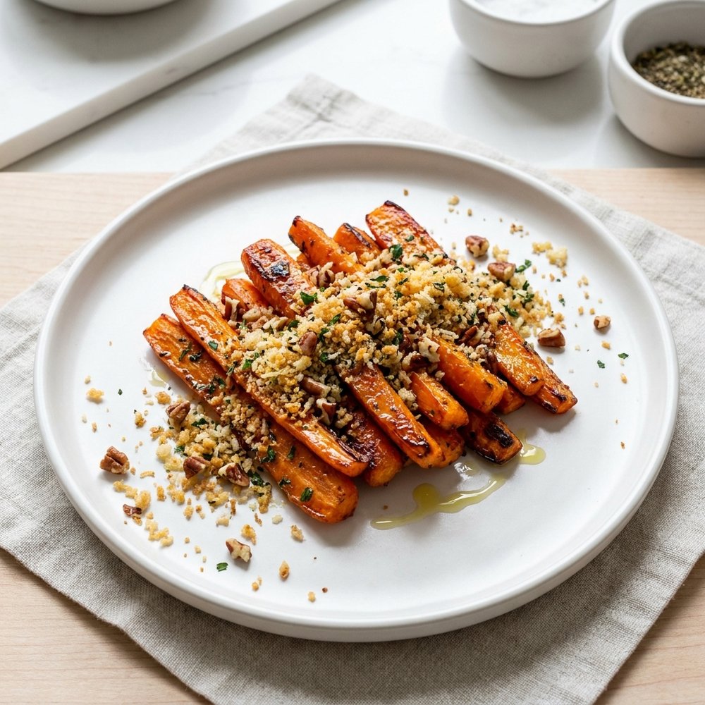 Roasted Carrots with Pecans and Panko