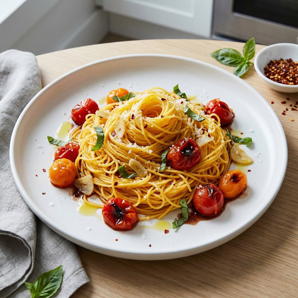 Roasted Cherry Tomatoes with Angel Hair