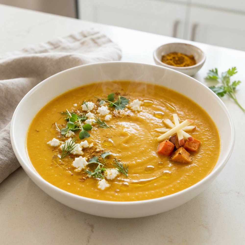 Sweet Potato, Carrot & Apple Curry Soup