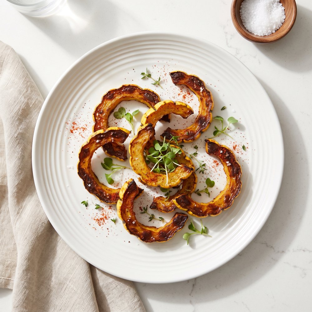 Roasted Delicata Squash with Olive Oil and Cayenne