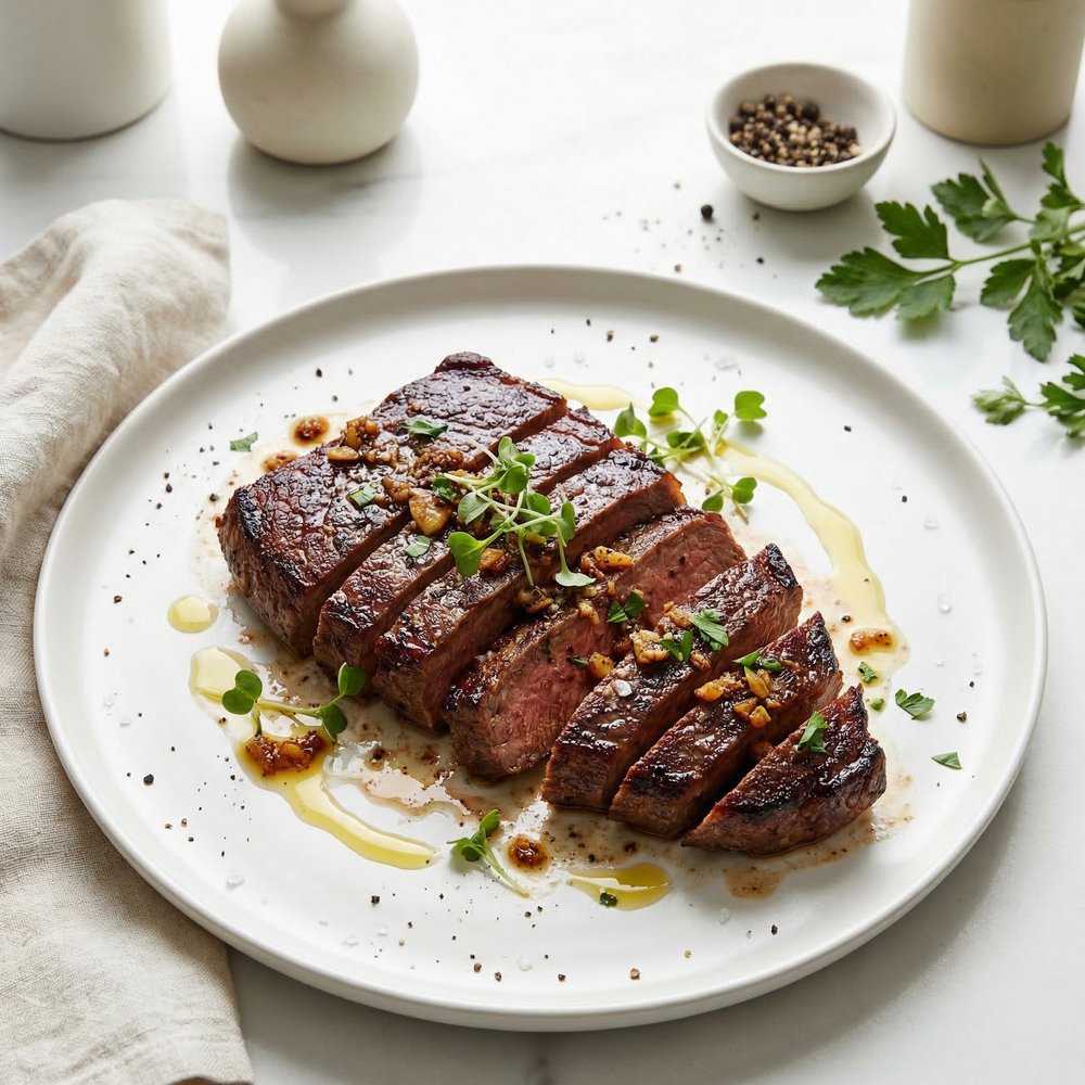 Roasted Garlic Flat Iron Steak