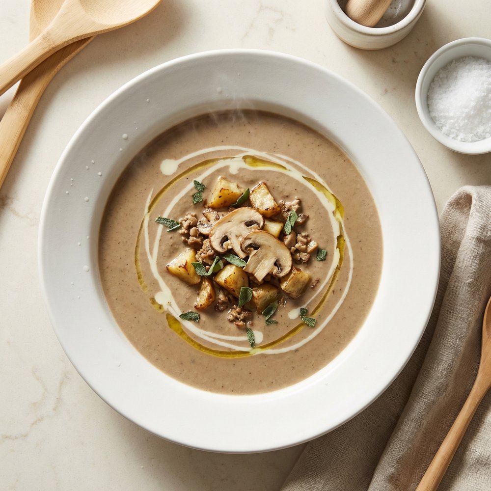 Roasted Mushroom and Sunchoke Bisque