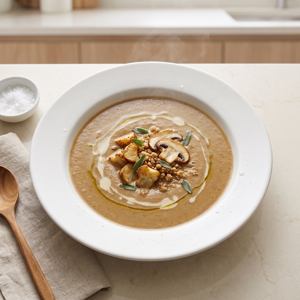 Roasted Mushroom and Sunchoke Bisque