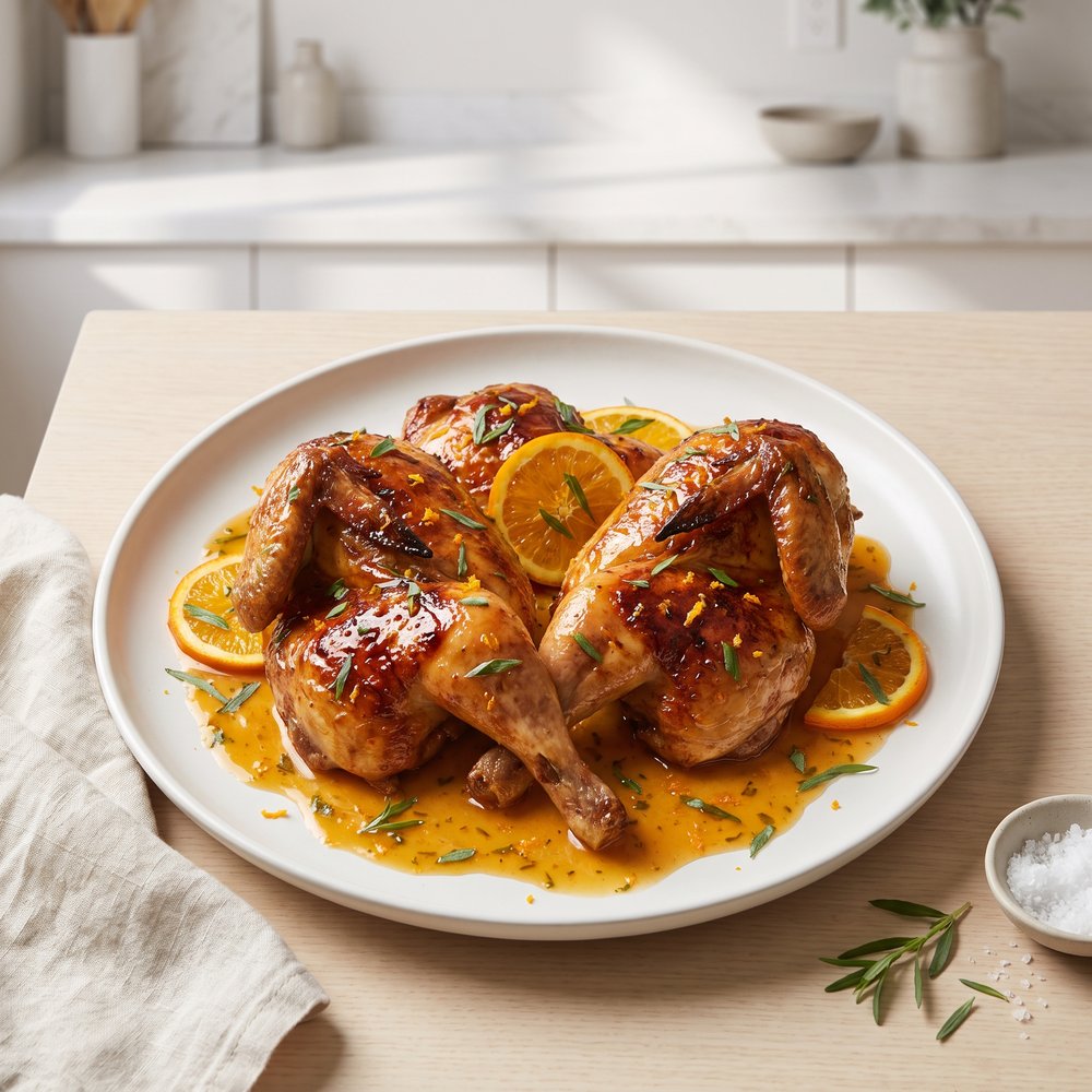 Roasted Orange-Tarragon Cornish Hens