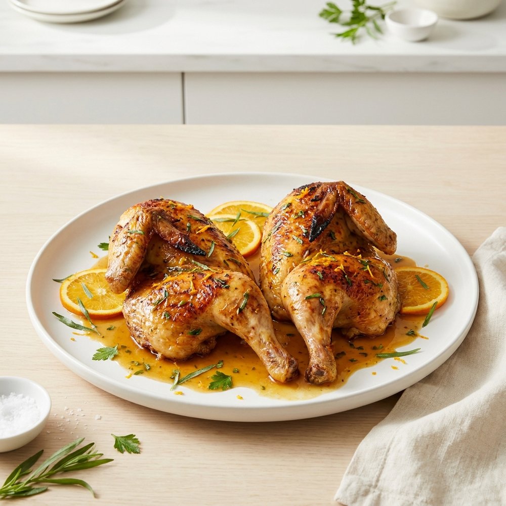 Roasted Orange-Tarragon Cornish Hens