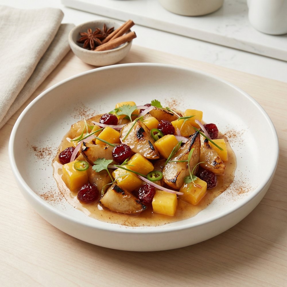 Pear and Mango Chutney with Roasted Pears