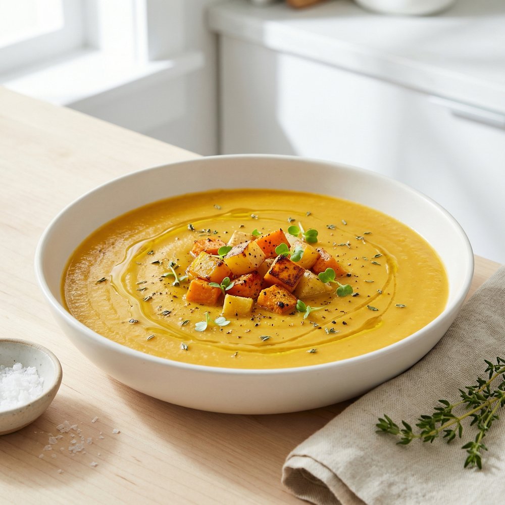 Creamy Roasted Rutabaga & Butternut Soup