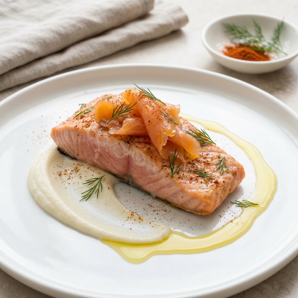 Roasted Salmon with Smoked Salmon Topping