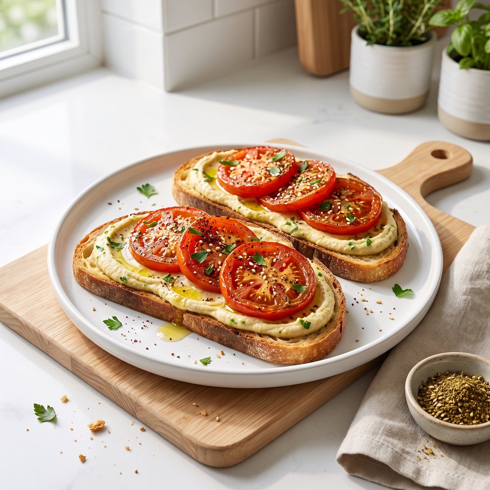 Roasted Tomato Hummus Toast