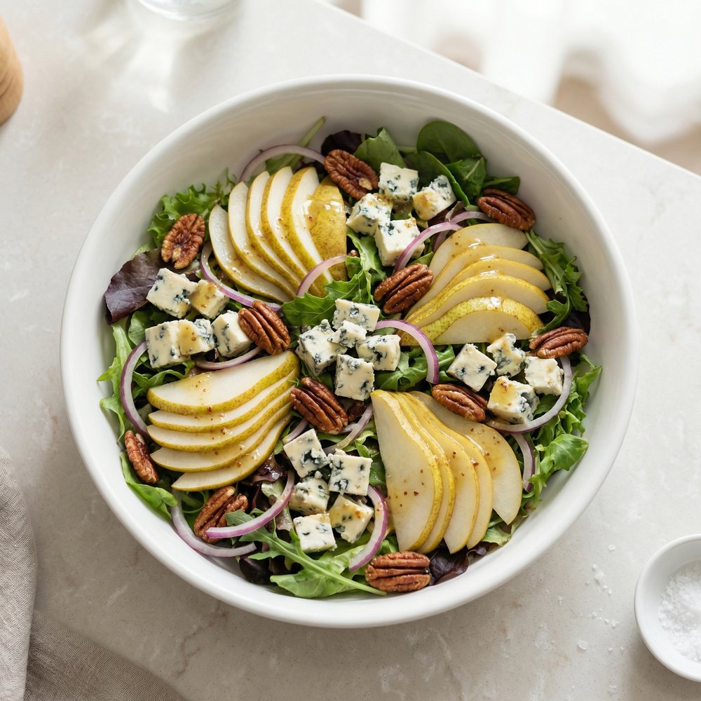 Pear and Roquefort Green Leaf Salad