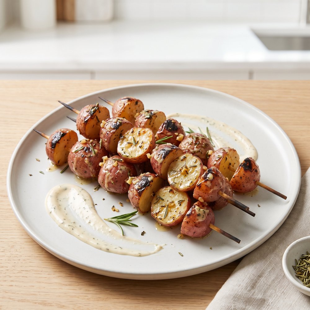 Rosemary-Garlic Potato Skewers on the Grill