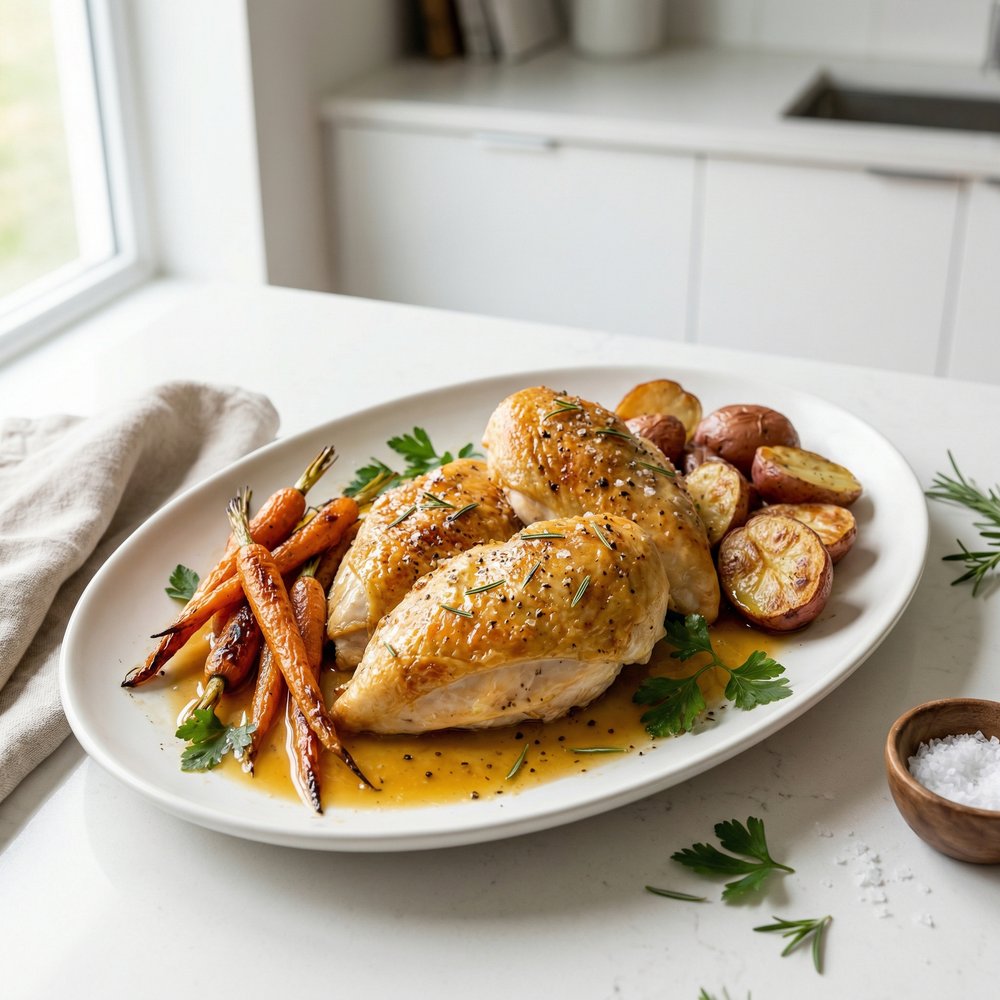 Oven-Roasted Chicken Breasts with Carrots and Red Potatoes