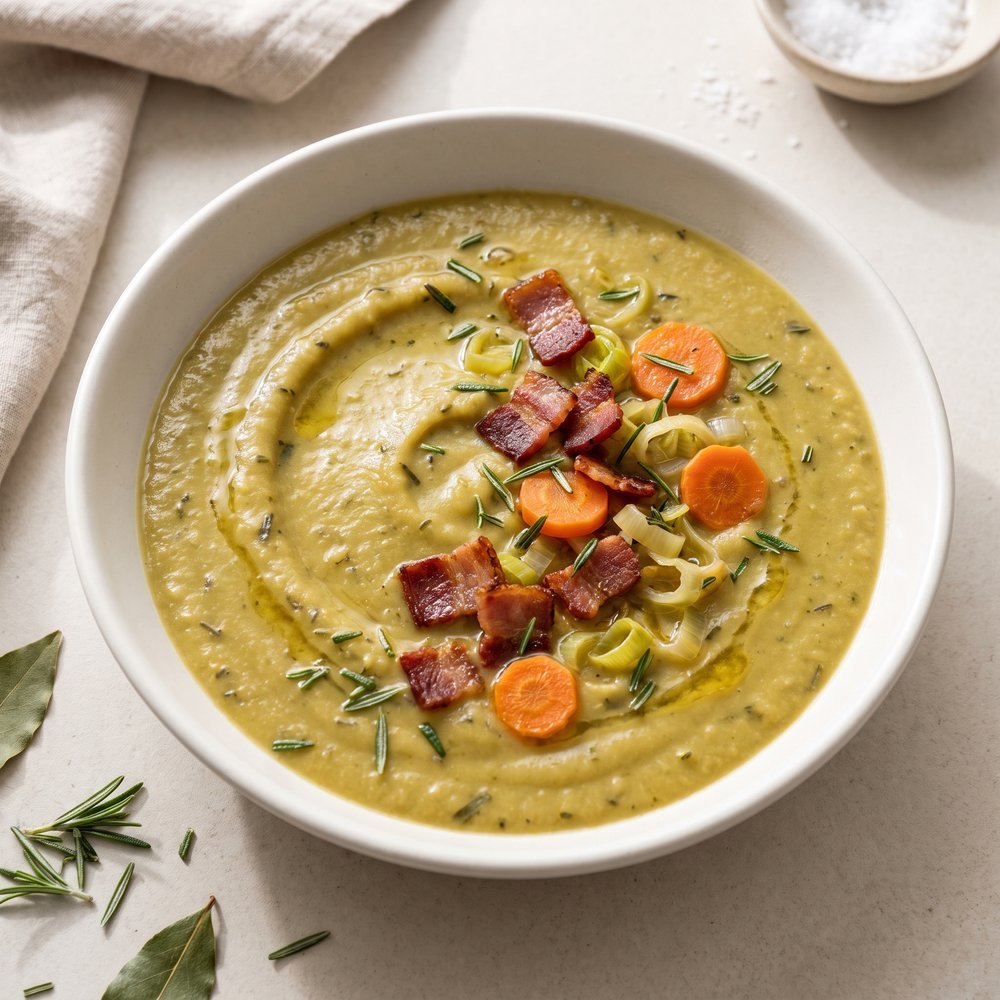 Rosemary Split Pea and Bacon Soup