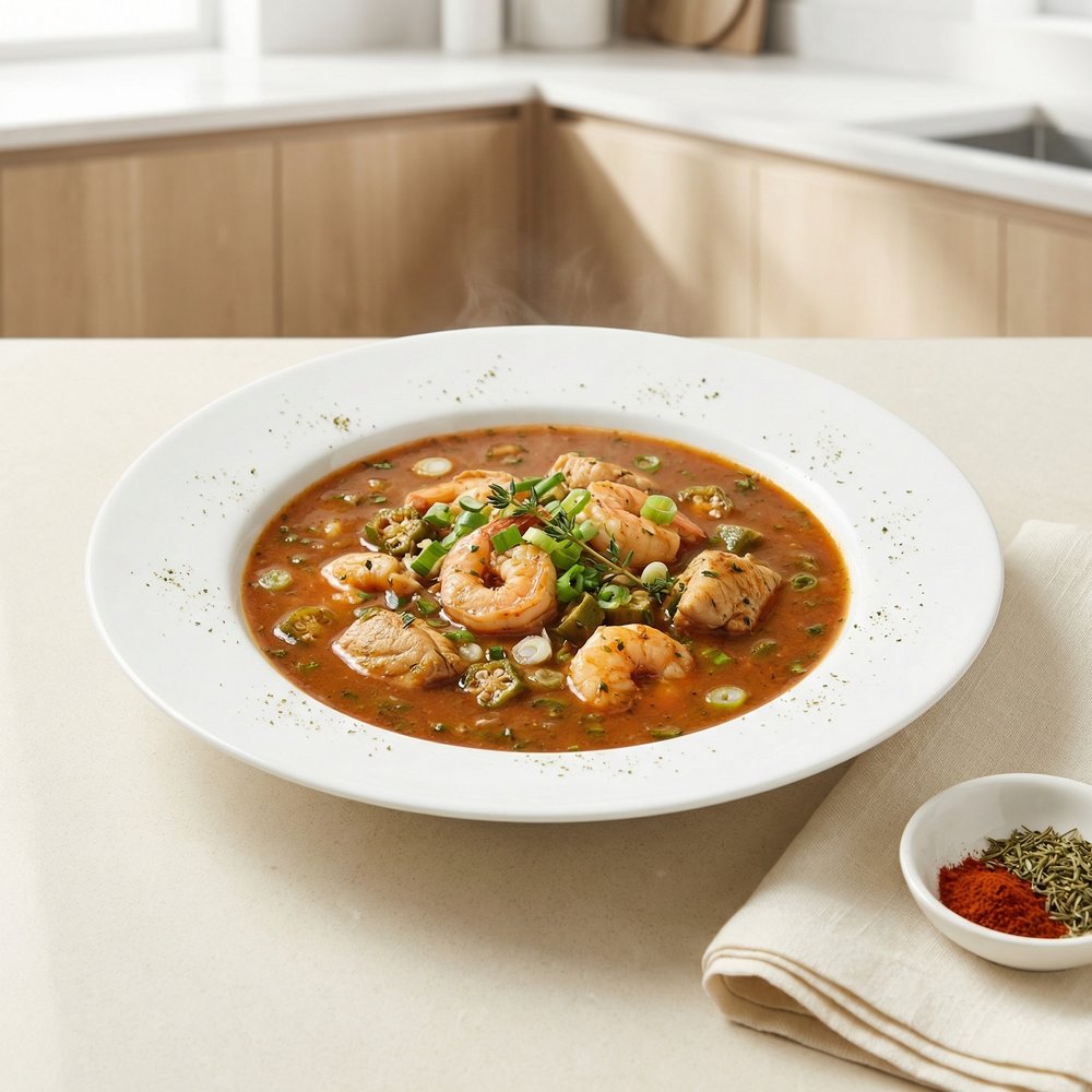 Classic Seafood Gumbo with Okra and Roux