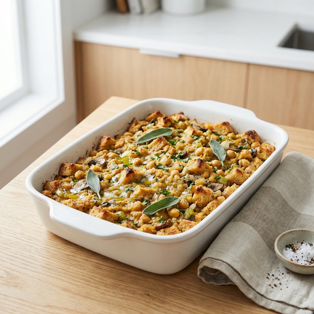 Chickpea Mushroom Stuffing (No-Bread)