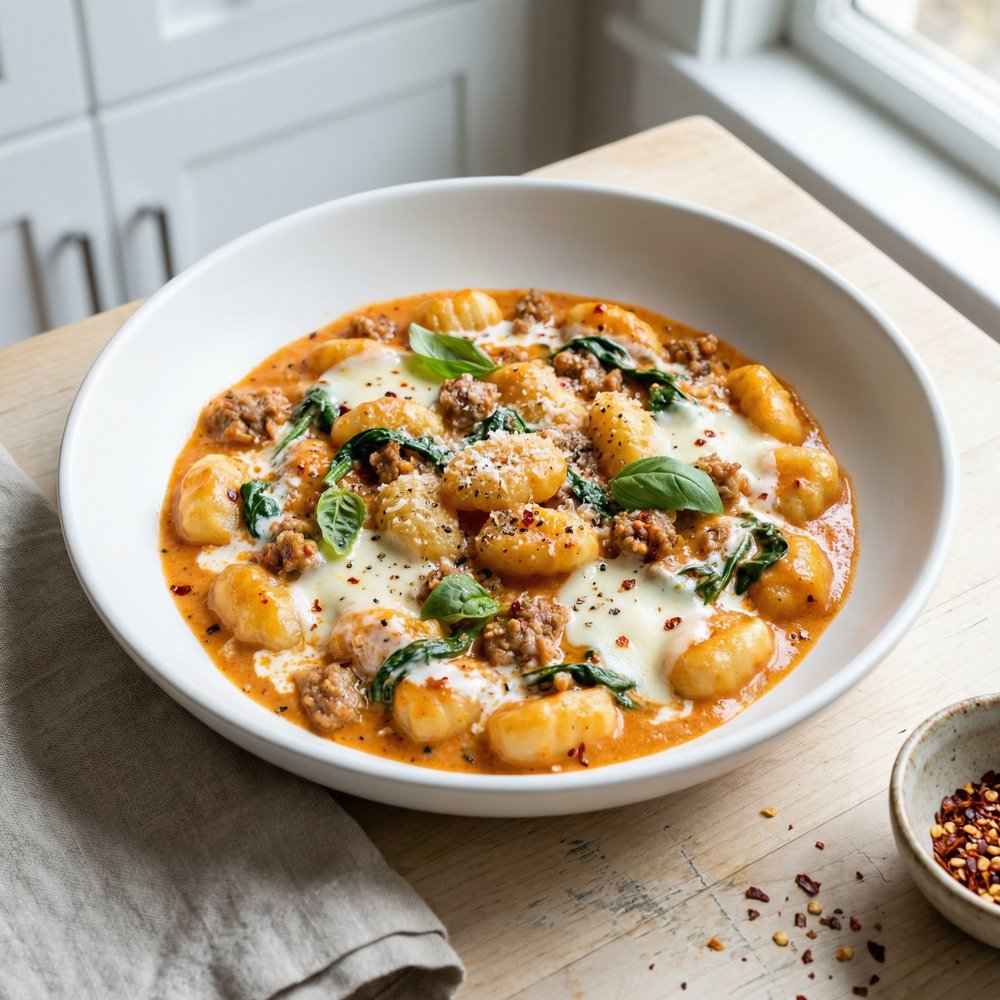 Gnocchi with Sausage in Vodka Sauce