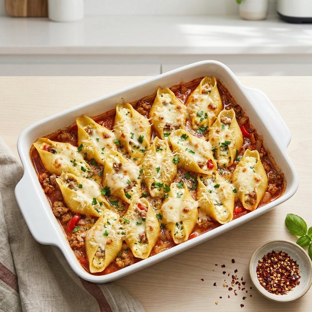 Creamy Italian Sausage–Stuffed Jumbo Shells