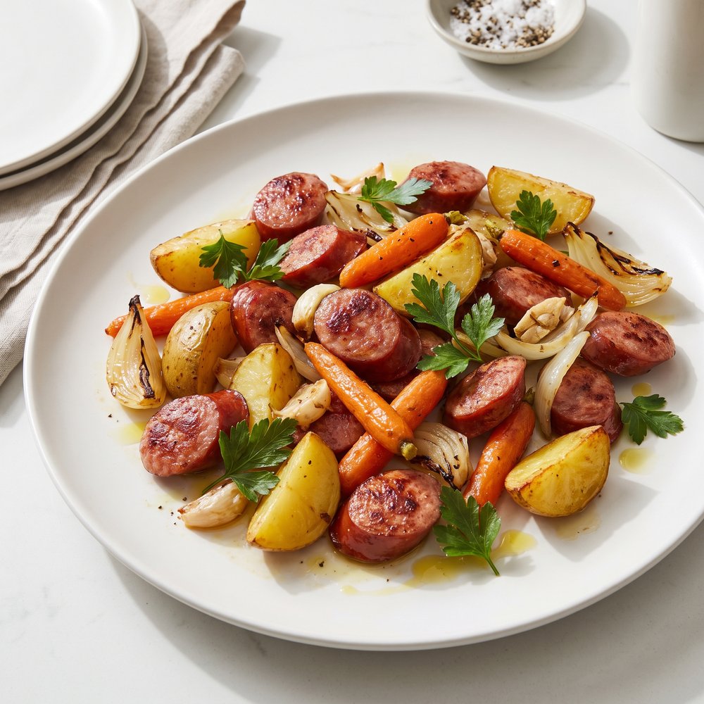 Sausage, Potato, Carrot Bake