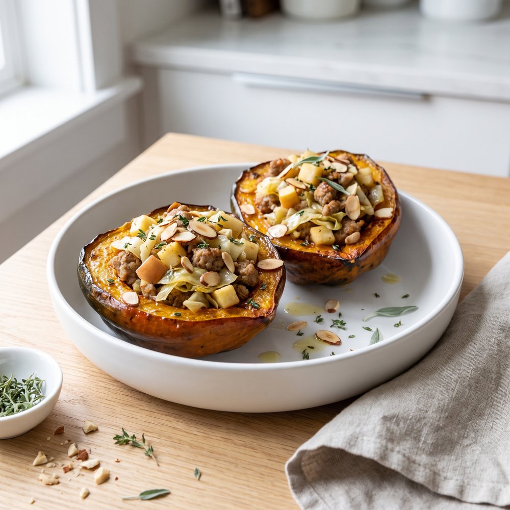 Sausage and Apple Stuffed Acorn Squash
